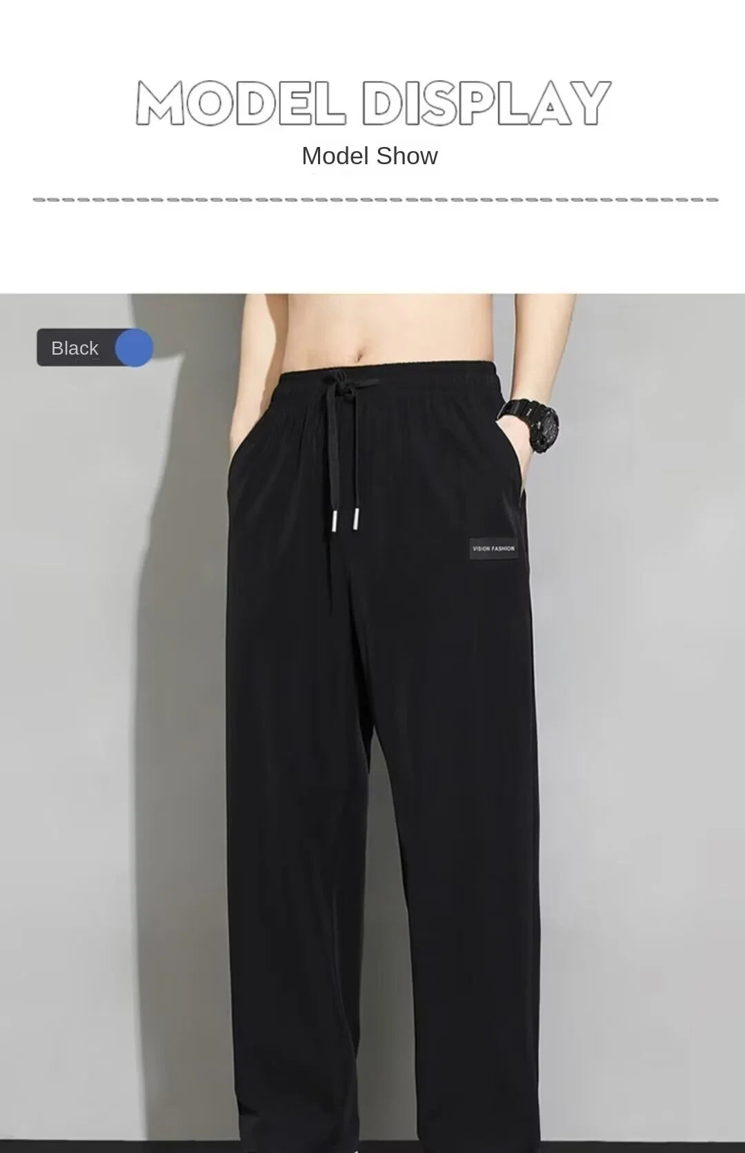 Pantalon de jogging ample et droit pour homme, fin et à séchage rapide, pour l'été, sport et décontracté, mode masculine 2024