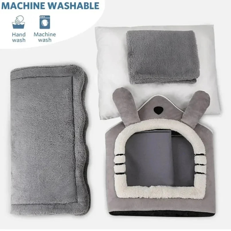 Indoor Warme Hundehütte, weiches Haustierbett, Zelthütte, Hundezwinger, Katzenbett, abnehmbares und waschbares Kissen, ganzjährig universell einsetzbar