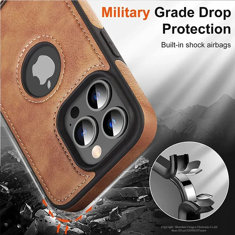 Handyhülle aus PU-Leder mit Ständer für iPhone 17 16 15 Pro Max 14 Plus 13 12 11 Mini Weicher Griff Luxus-Rückabdeckung mit Ständer