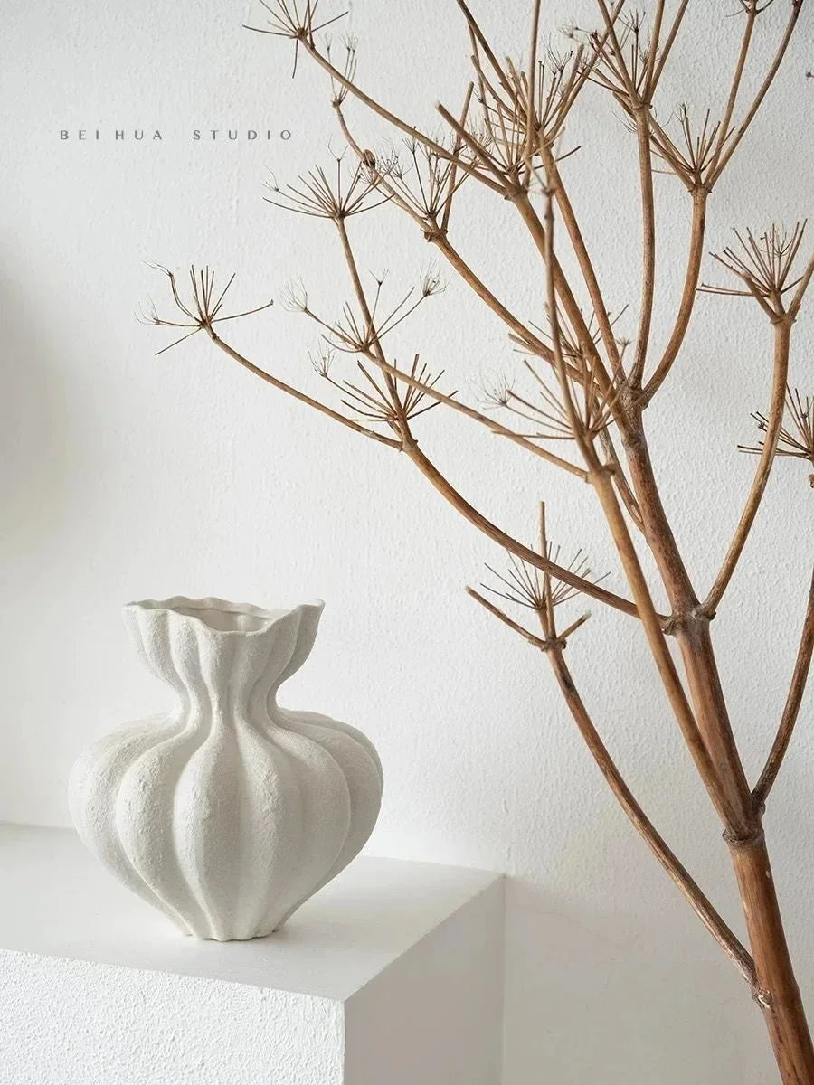French Ceramic Vase Minimalist Floral Vessel Table Centerpiece Home Decor For Women Gift For Anniversary Birthday