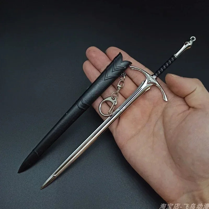 Épée de samouraï Katana en métal de 18-22 cm, arme médiévale Glamdring Aragorn Narthil, seigneur des anneaux, porte-clés, ornements, cadeaux, jouet