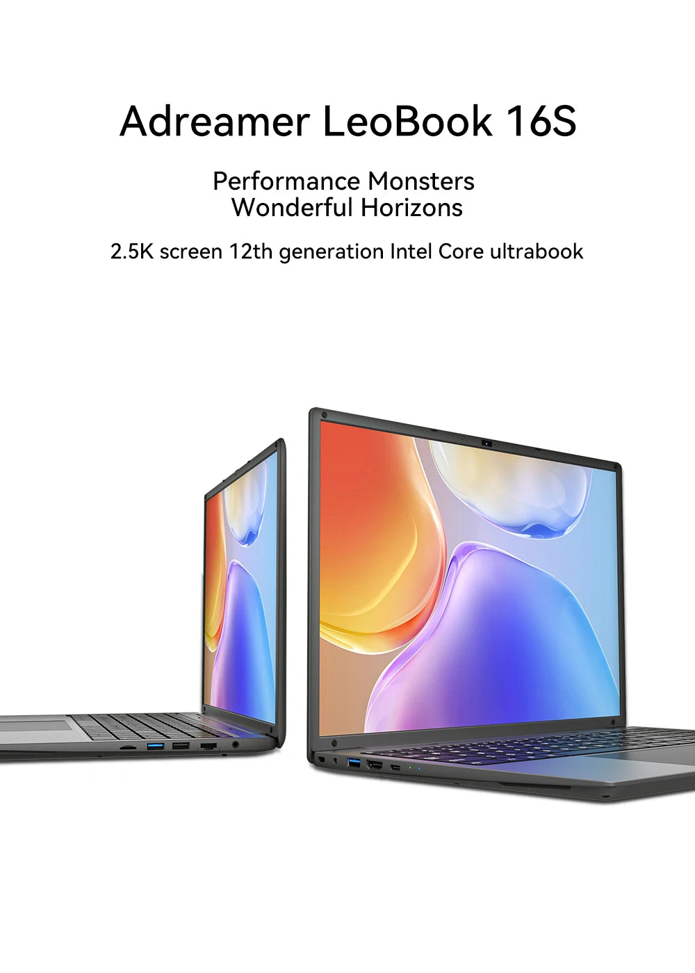 Ordinateur portable 16 pouces avec Intel Core i5 1240P Écran IPS 2.5K Windows 11 Ordinateur portable Adreamer Portable 16 Go de RAM 1 To de SSD