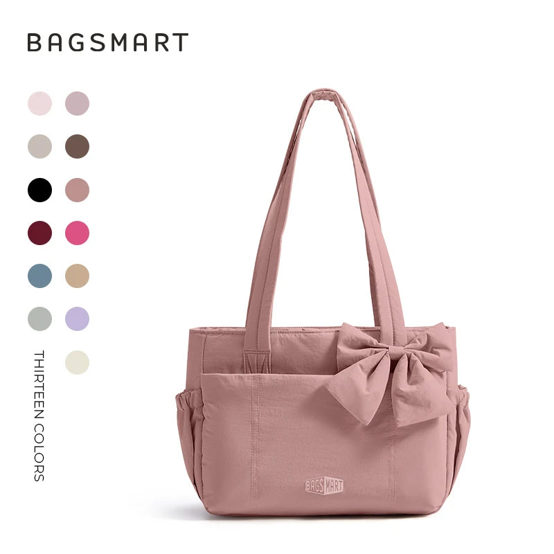 BAGSMART Sac fourre-tout trois tailles avec plusieurs poches, sac à main gonflé, sac à bandoulière décontracté, sac fourre-tout grande capacité