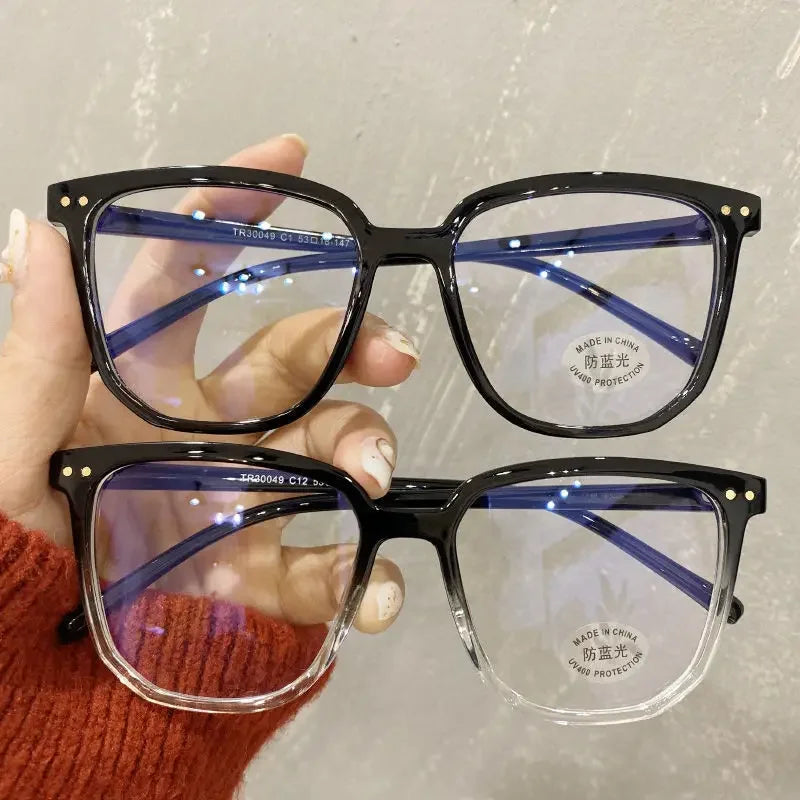 Lunettes de myopie élégantes à monture transparente pour femmes et hommes, anti-lumière bleue, carrées, avec dioptrie négative, monture optique