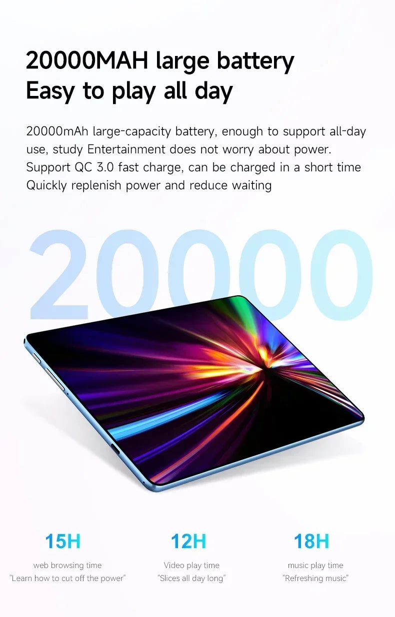 Tablette PC iPad Air Pro 2025 11" Android 14 22Go+2To Snapdragon8Gen3 20000mAh 4G/5G Double SIM Bluetooth WiFi