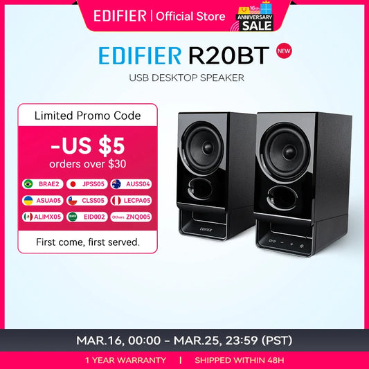 Edifier R20BT USB-betriebene Lautsprecher Bluetooth 6.0 Computerlautsprecher mit Lichteffekten USB-C-AUX-Eingänge