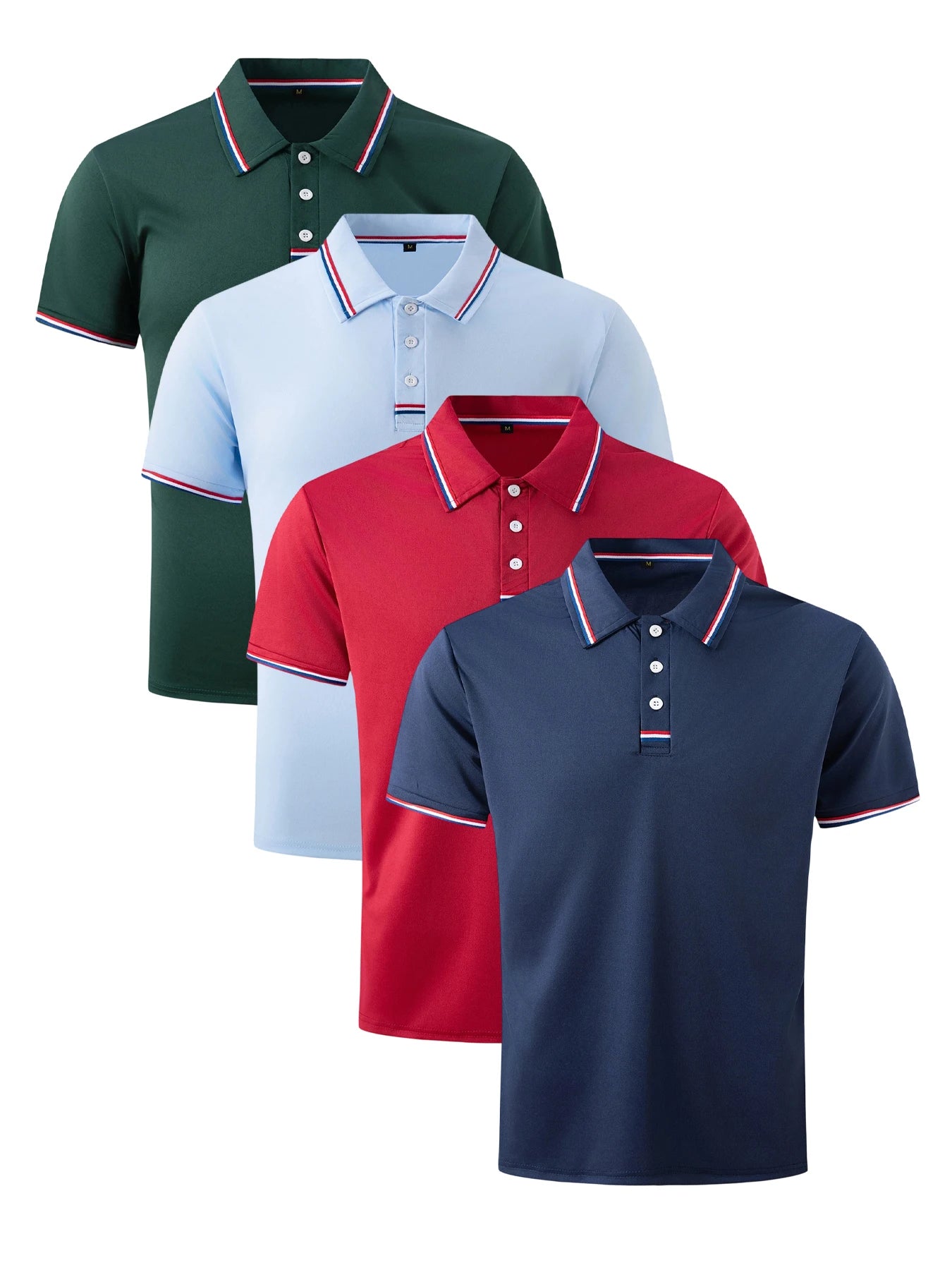 Men's Quick-Drying Solid Color Polo Shirt Summer Elastic Collared Short-Sleeved Sports T-Shirt for Active Wear