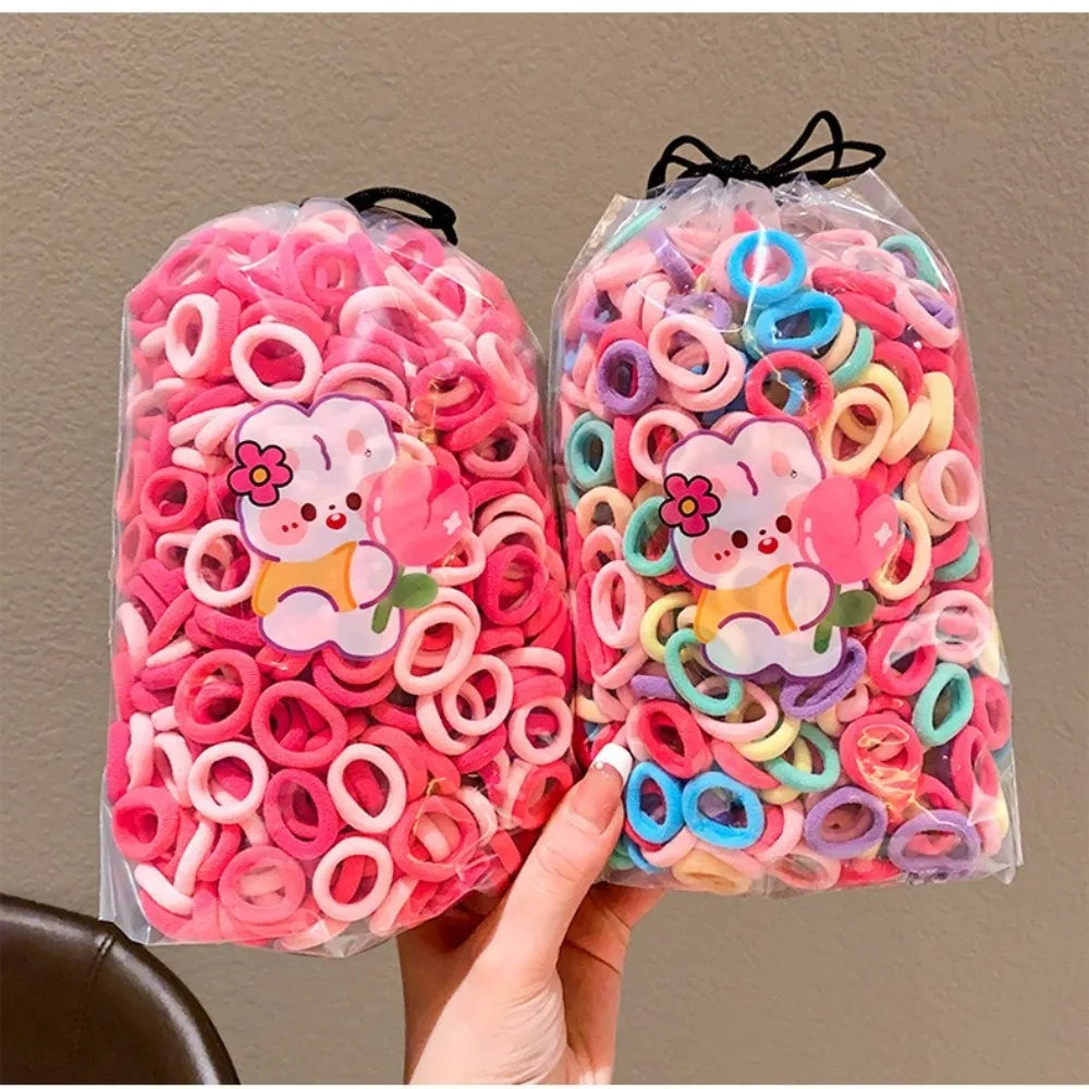 Lot de 100 bandeaux pour enfants marron et noir, mini élastiques mignons, corde à cheveux couleur bonbon, anneau à cheveux coréen sans danger, couvre-chef pour enfant