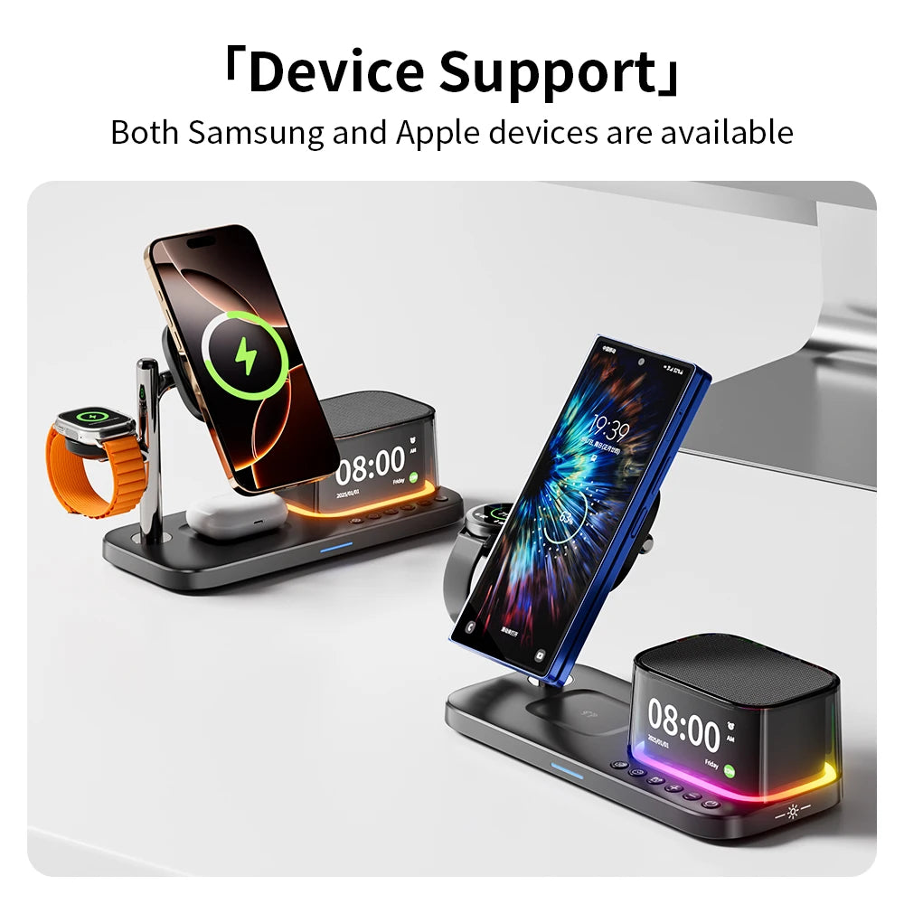 Magnetic 5 in 1 Qi2.2 25W Fast Wireless Charging Stand For Magsafe iPhone 17 16 Pro Max Apple & Galaxy Watch Galaxy S26 S25