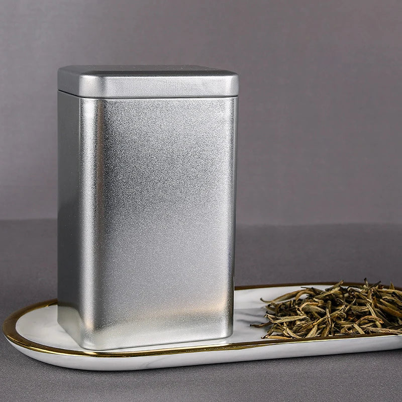 Metal Retro Square Tea Can Candy Food Storage Case Spices Sealed Packaging Box Tinplate Empty Cans Container Storage Box
