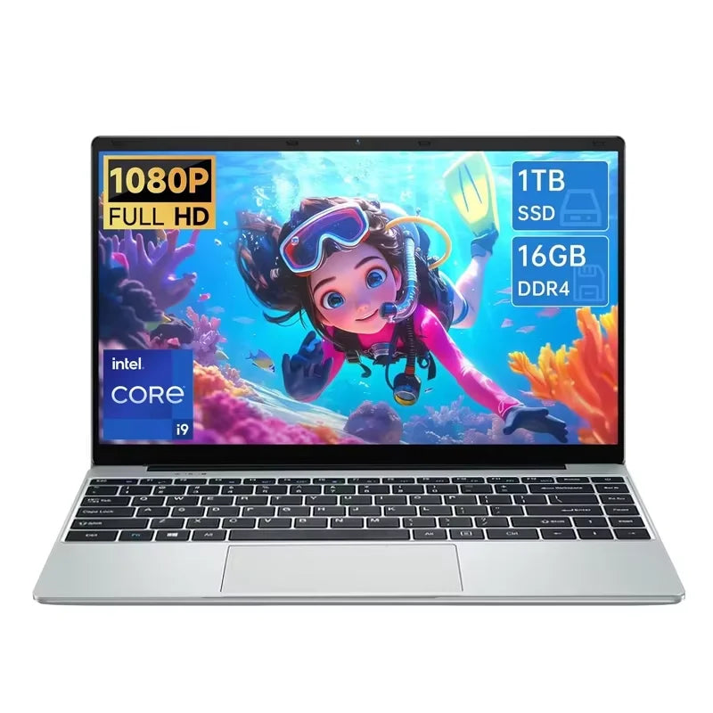 Ultradünner 14,1" Windows 11 Laptop Computer Intel Core i9 10980HK Gamer Laptop 16GB RAM 1TB SSD Laptops 1920*1080P Notebook PC