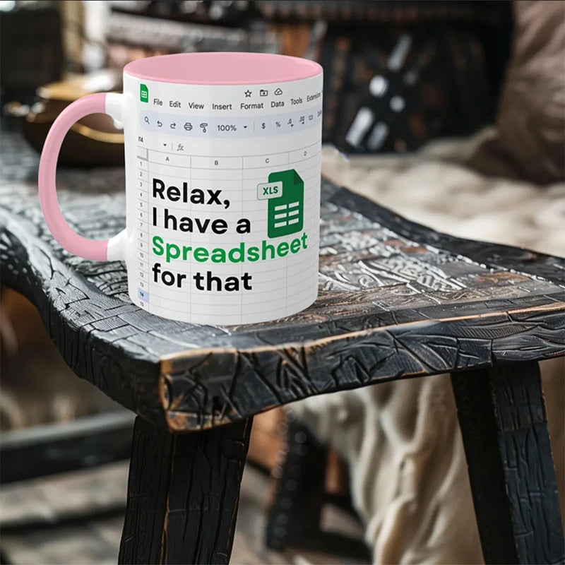 Kreativer tragbarer Excel-Muster-Keramikbecher für Zuhause, Büro, Schreibtisch, Kaffeebecher, Wasserbecher, lustiges Geschenk, 1 Stück