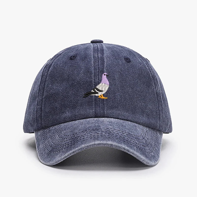 Casquettes de baseball vintage brodées motif Pigeon Printemps Hommes Femmes Chapeau de soleil délavé Pare-soleil Sport Pêche Chapeau de papa