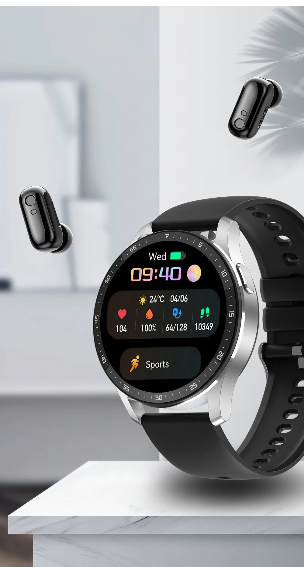 Montre Intelligente 2 en 1 X7 avec Écouteurs Montre Connectée Écouteurs Bluetooth TWS Moniteur de Fréquence Cardiaque et de Pression Artérielle Montre Sport Montre Fitness