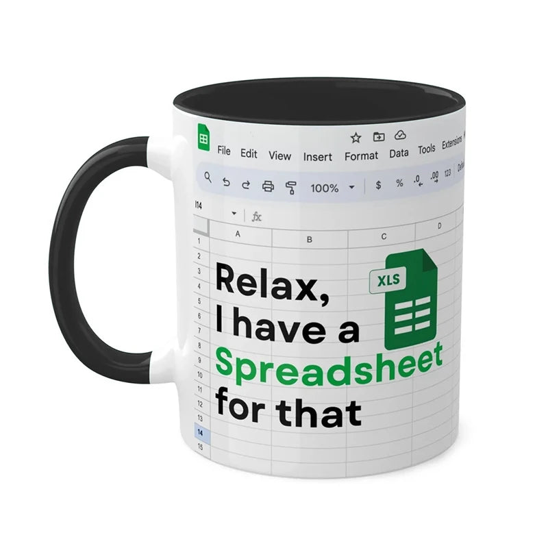 Kreativer tragbarer Excel-Muster-Keramikbecher für Zuhause, Büro, Schreibtisch, Kaffeebecher, Wasserbecher, lustiges Geschenk, 1 Stück