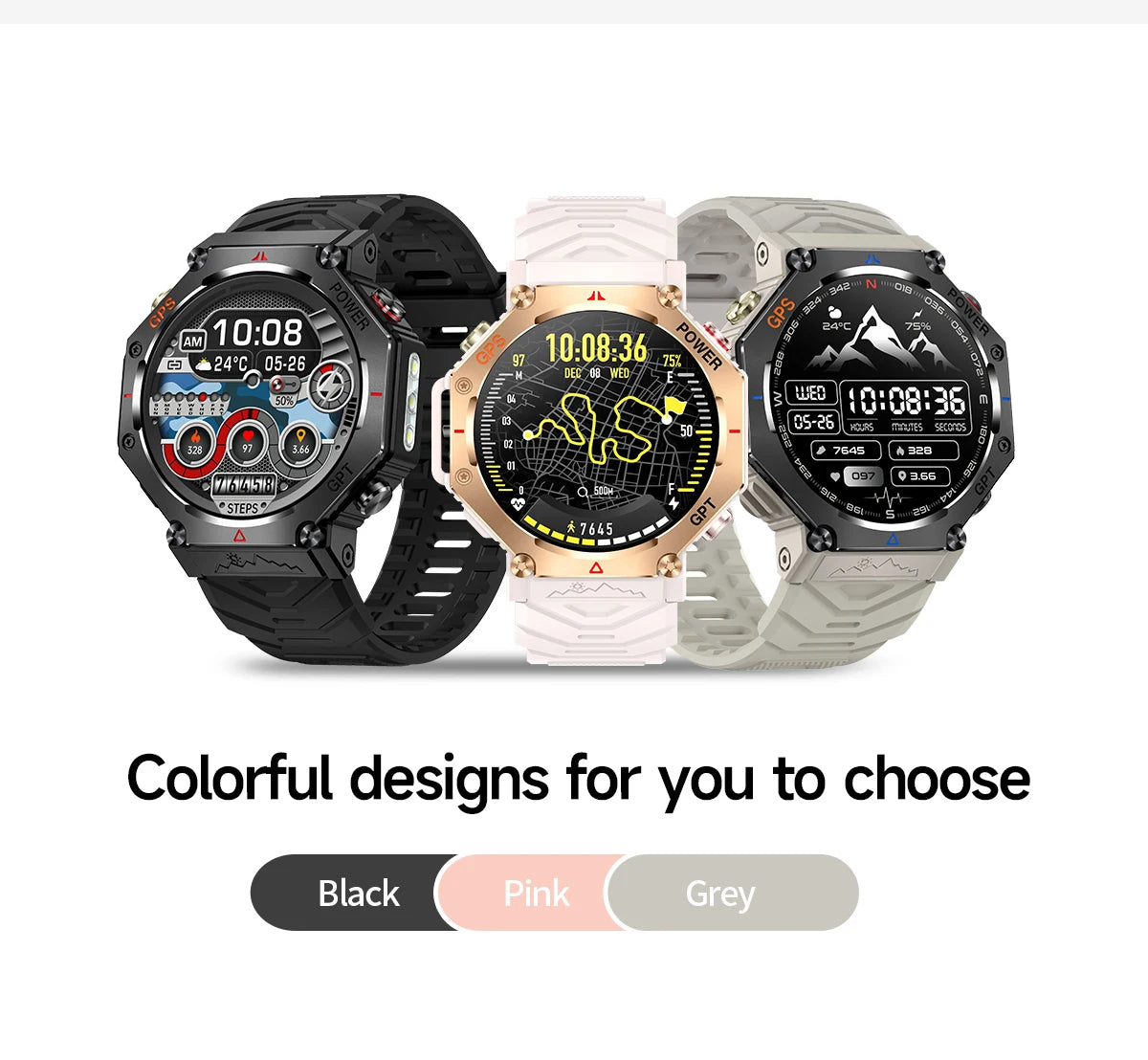 T-Rex 3 Ultra Militärische GPS-Smartwatch 10ATM Wasserdicht Kompass Höhenmesser Barometer AMOLED Herren HD Anruf Sport-Smartwatch