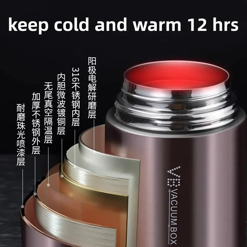 Thermos alimentaire 600/800/1000 ml, pot alimentaire isotherme sous vide en acier inoxydable 316 avec cuillère, boîte à lunch pour enfant avec sac de transport isotherme