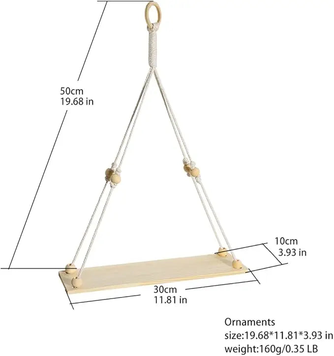Makramee Wandregal, schwebendes Wandregal, Boho-Wohndekor, Wandregale, Holzdekoration für Schlafzimmer, Wohnzimmer, Kinderzimmer, Geschenk