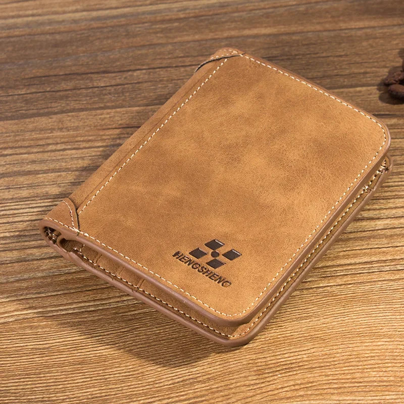 Neue Herren-Brieftasche Kurz Gefrostetes Leder Portemonnaie Retro Zweifach Faltbares Vertikales Portemonnaie Jugend Koreanisches Multi-Karten Portemonnaie 2022 Luxus Portemonnaie