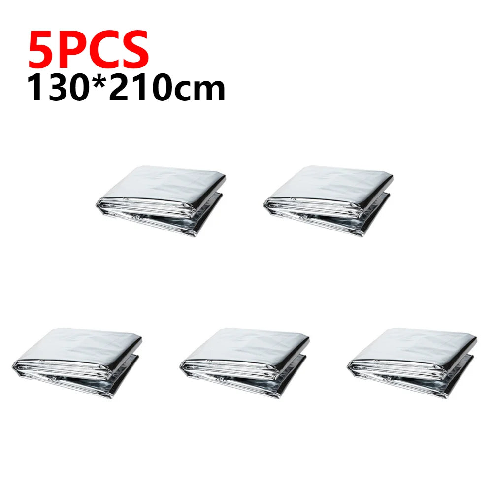 1-5PCS Emergency Thermal Blanket Waterproof Windproof Blankets for Outdoor Survive First Aid Blanket Foil Thermal Rescue Blanket