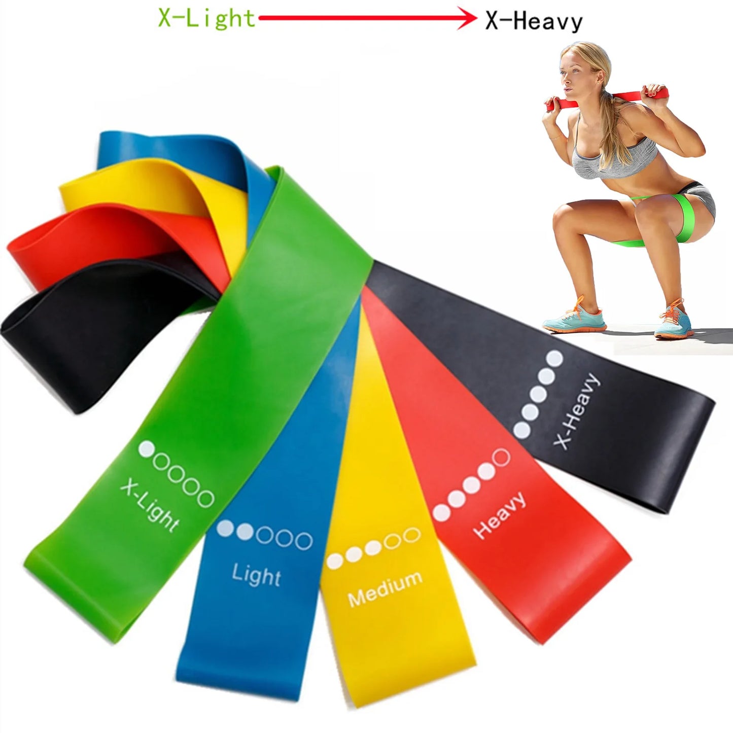 5 Pièces/Ensemble Bandes de Résistance Yoga en Caoutchouc, Bandes Élastiques Musculation, Pilates, Exercice, Entraînement, Ceinture Extenseur, Équipement de Fitness