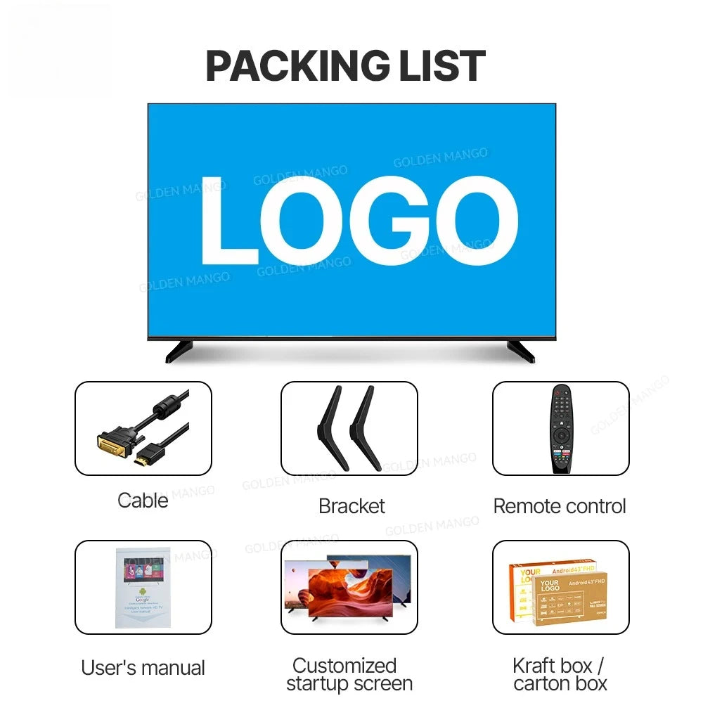 OEM 43/55/65/70 Zoll Android Smart TV - 4K UHD FHD Google TV für Hotelgewerbe, WiFi & HDMI