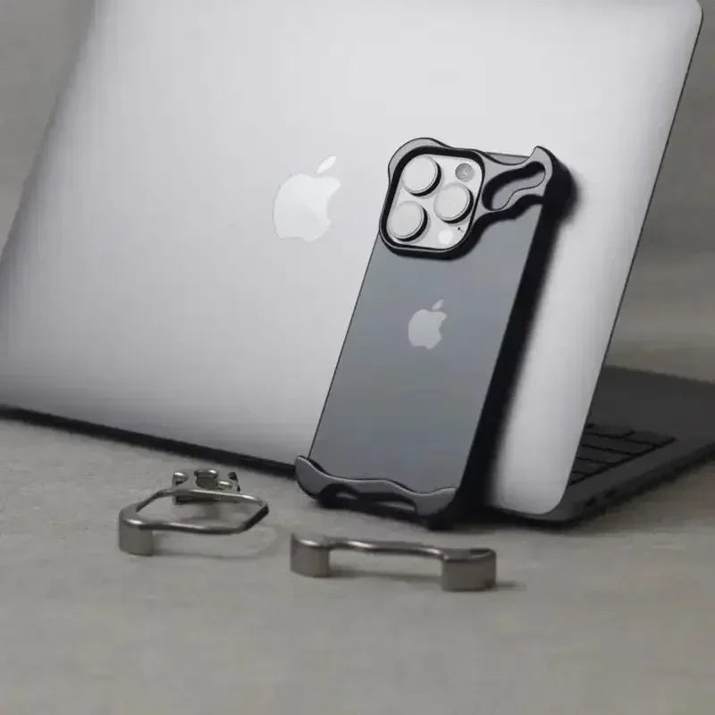 Unregelmäßige Metallstoßfänger Handyhülle für iPhone 17 16 15 14 13 12 Pro Max Plus Linsenfilmschutz Nackte Aluminium Stoßfeste Abdeckung