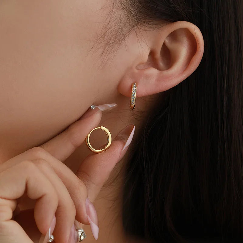 Boucle d'oreille de luxe en or pur 24K 9999, nouveau style européen et américain, simple, légère, polyvalente, de haute qualité, pour femme.