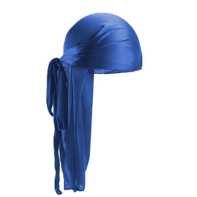 Unisex Seidiger Langschwanz-Durag Piratenhut Turban Modische Kopftücher Mütze Bandana Damen Herren Kopfbedeckungen Kappen Hijab Haarschmuck