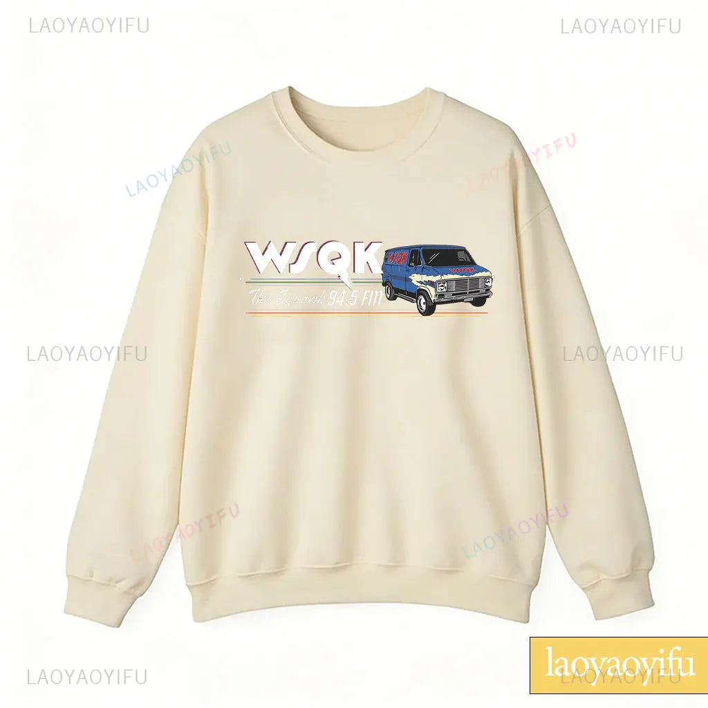 WSQK The Squawk 94.5 FM Radio Sweatshirt Wsqk Unisex Sweatshirts Vintage Sci-Fi Crewneck 80er Nostalgie Sweater Retro Shirt Geschenk