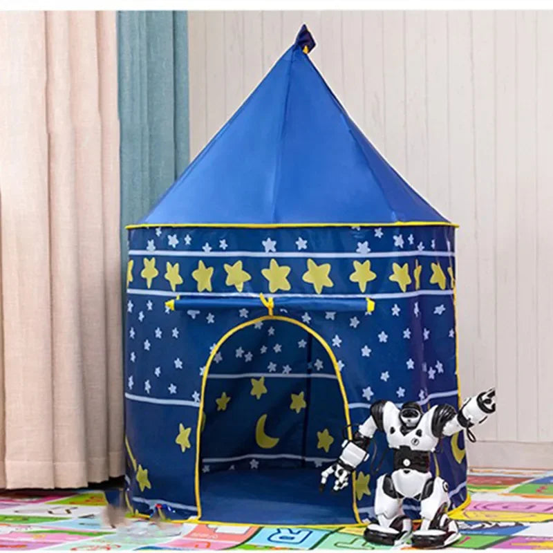 Tentes de château pliantes portables pour bébés et tout-petits, roses et bleues, jouets de camping, maison de jeux, décoration de chambre intérieure/extérieure, cadeau d'anniversaire et de Noël
