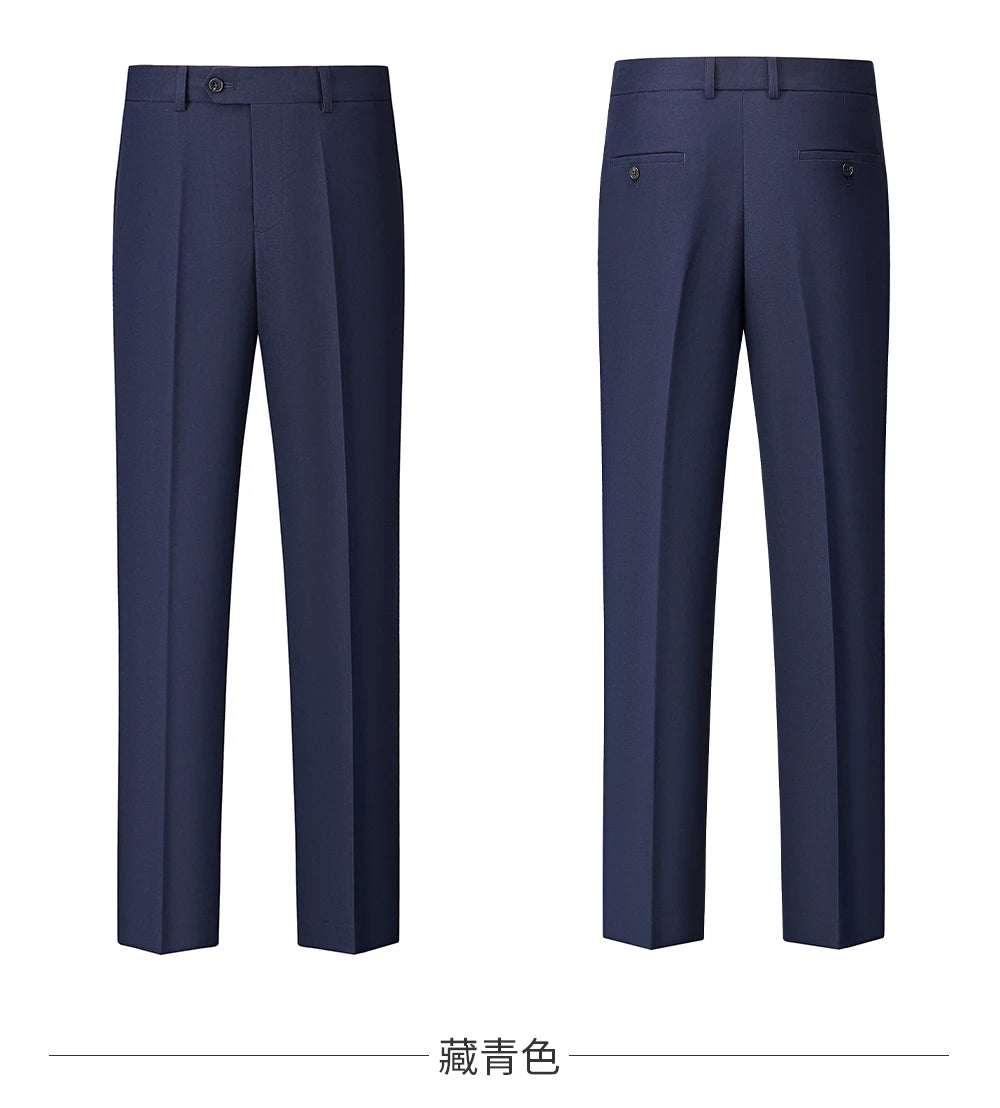 Ensemble de costume trois pièces en laine haut de gamme pour homme, élégant et décontracté, de couleur unie, idéal pour banquets et mariages.