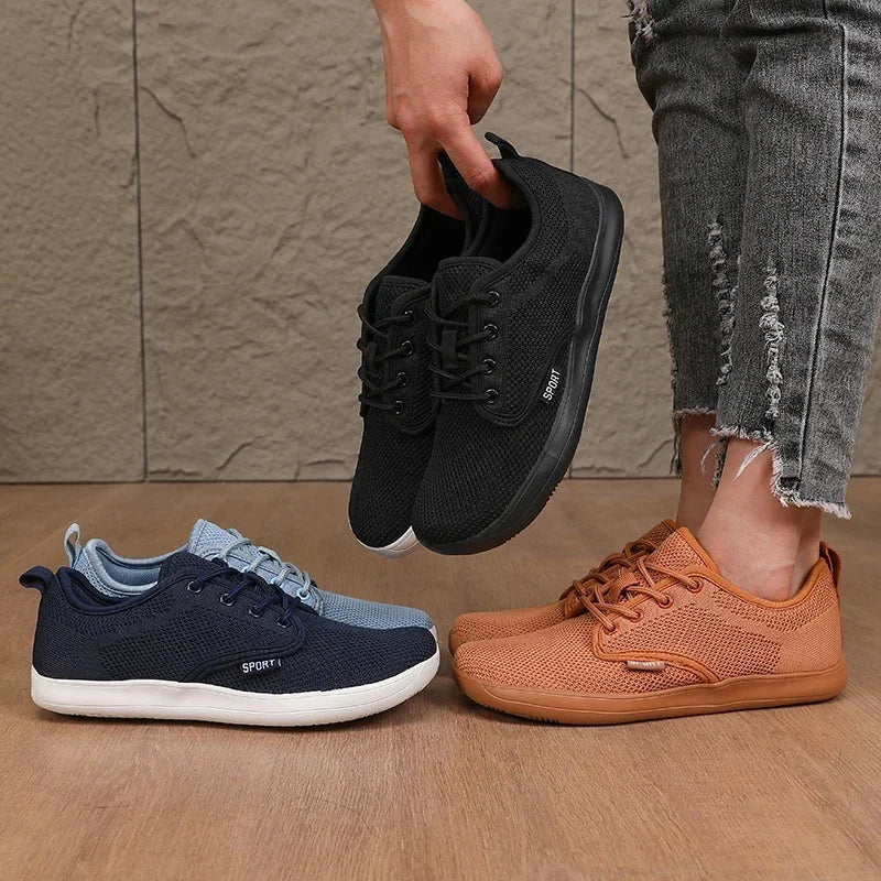 2025 Summer Men's Running Shoes Barefoot Fitness Mesh Sports Shoes Women Flat Bottom Wide Foot Shoes Slow Running Brand Sneakers