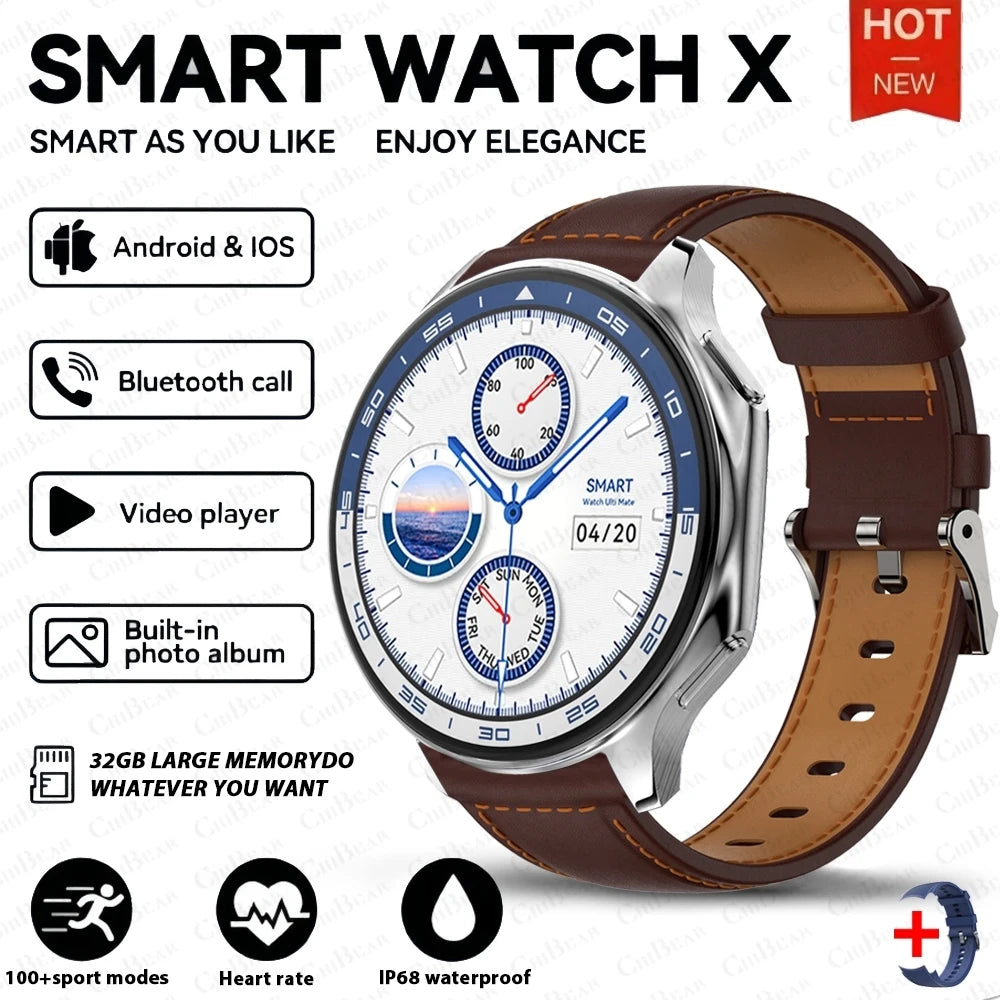 OPPO DT Watch X Montre Connectée Bluetooth avec Appel, 4 Go de Mémoire, Enregistrement, Lecture MP3+MP4, Son Surround Visuel 3D, Smartwatches Homme 2025 Nouveau