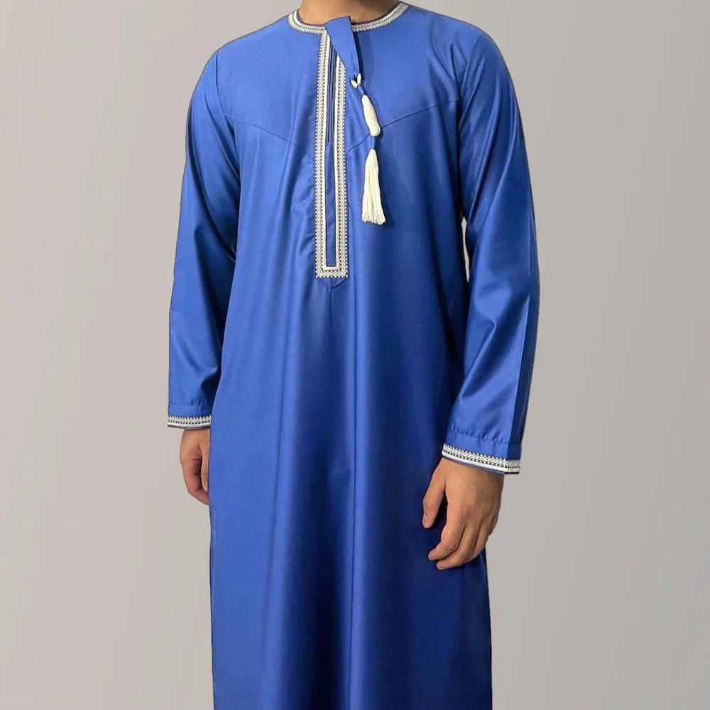 Nouvelle robe longue à manches longues pour hommes musulmans Abaya Daffah Jubba Thobe Pakistan Arabie Saoudite Caftan Islamique Vêtement de prière Afghane