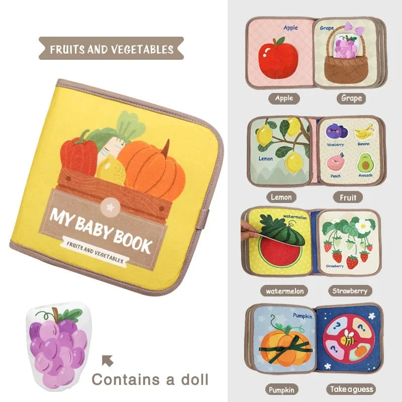 Jouets Montessori Histoire d'Animaux de la Ferme Livre en Tissu d'Activités Jouets d'Apprentissage Préscolaire Motricité Fine Livre en Feutre d'Éducation Précoce pour les Tout-petits