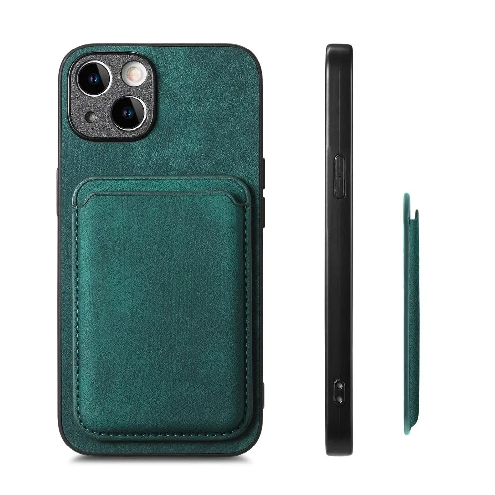 Vintage-Lederhülle mit abnehmbarem magnetischem Kartenhalter für iPhone 17 Air 16e 16 Pro Max 15 14 Plus 13 12 11