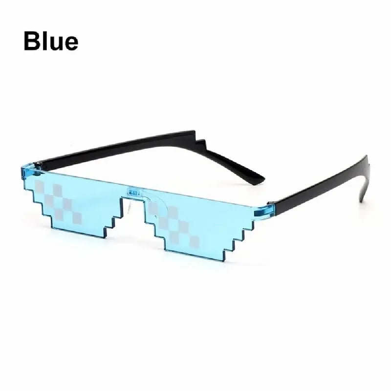 2Pcs Mosaic Sunglasses Cool Party Vintage Shades Eyewear For Men Pixelated Sunglasses Funny Women Glasses