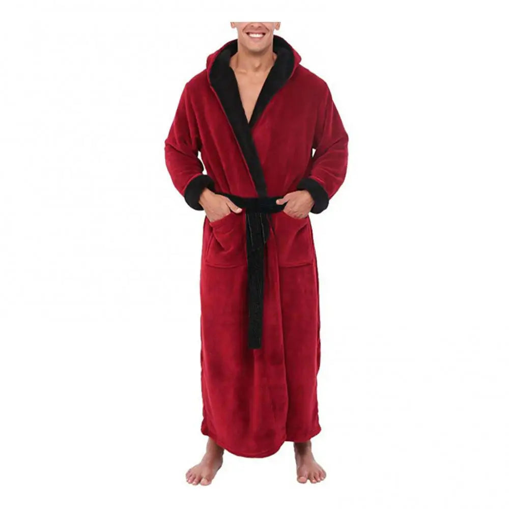 Herren Bademantel Nachtwäsche Korallenfleece Herbst Erwachsenen Bademantel V-Ausschnitt Robe Schlafanzug Herren Und Damen Langarm Nachthemd Männlicher Bademantel