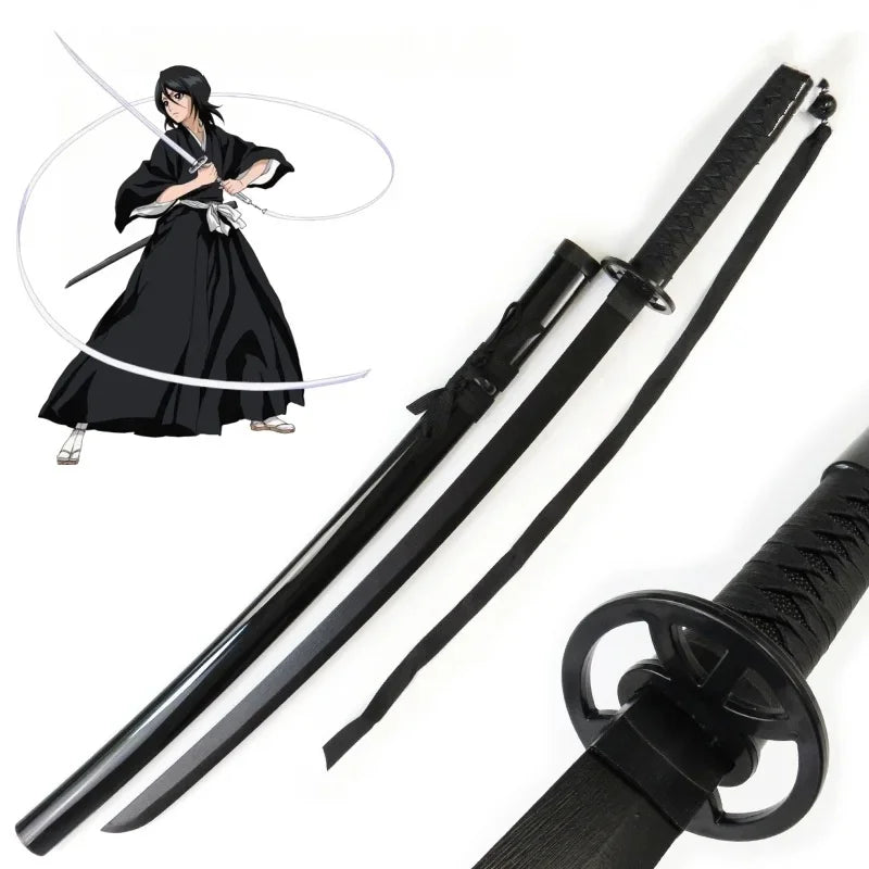 104cm Anime Bleach Katana Kuchiki Rukia Sword Cosplay Prop Wooden Ninja Knife Real Size Japanese Katana Samurai Sabre Kid Toy