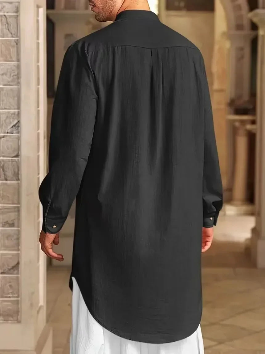 Chemise musulmane ample en coton pour homme du Moyen-Orient, arabe, malaisien, nouveauté 2025