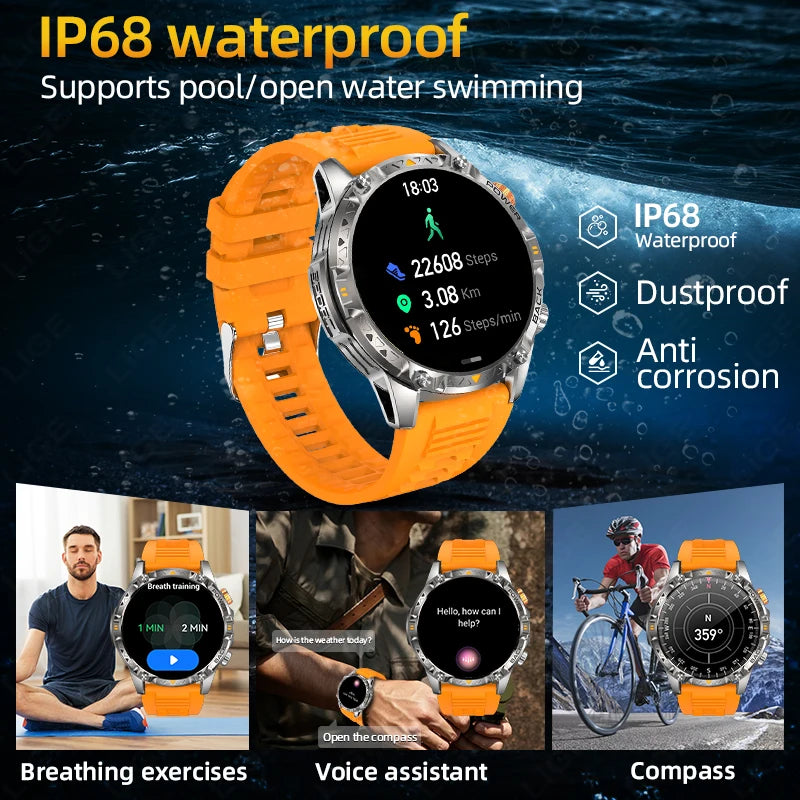 LIGE Nouvelle Montre Intelligente Militaire Hommes 1000mAh Batterie Super Capacité Bracelet Sportif Extérieur Moniteur de Fréquence Cardiaque Montre Connectée Étanche