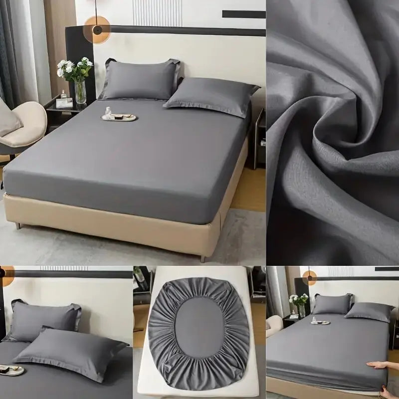 Drap-housse en coton doux avec élastiques, couleur unie, antidérapant, pour lit double, King, Queen, 140/160/200
