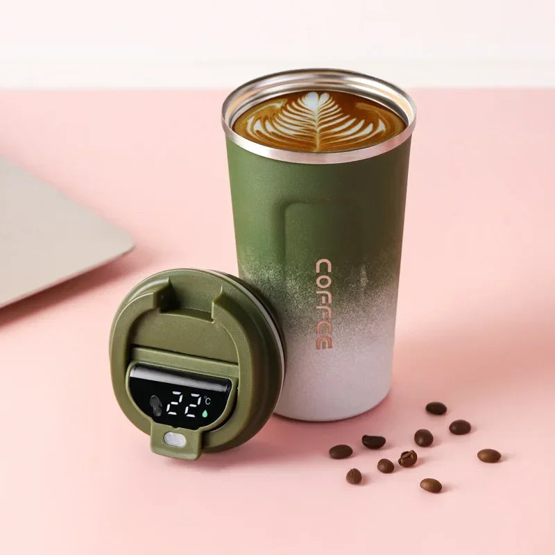 Tasse à café Thermos 380/510 ml en acier inoxydable avec affichage de la température, bouteille d'eau isolée, flasque sous vide.