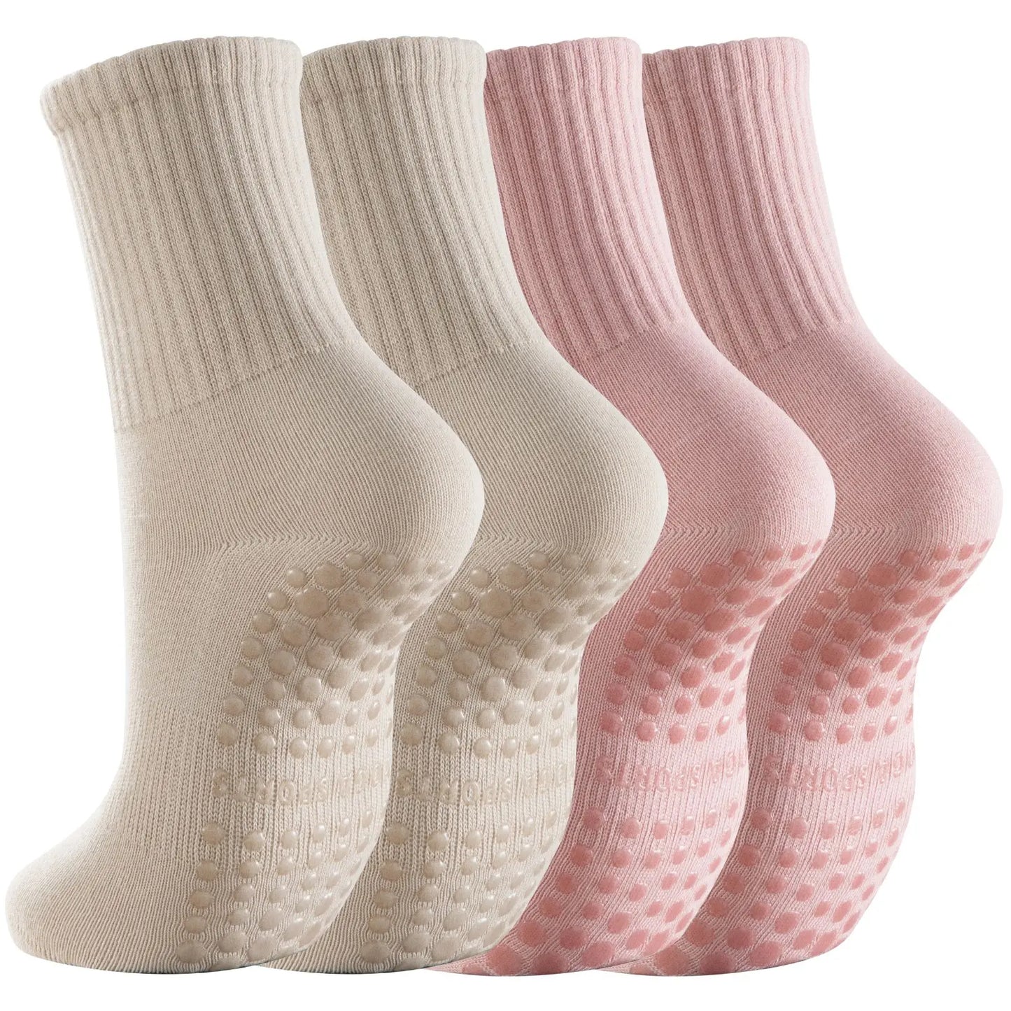 RMSWEETYIL 2 Paar Pilates Yoga Socken mit Noppen für Damen, rutschfeste Griffsocken für Tanz, Ballett, rutschfeste Übungs-Klebesocken für Damen