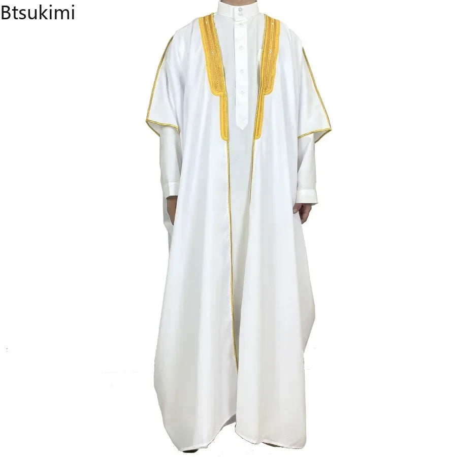 Moyen-Orient Hommes Ouvert Abayas Musulman Robe Kimono Dishdasha Vêtements Islamiques Dubaï Arabie Saoudite Caftan Brodé Robe Prière Thobe