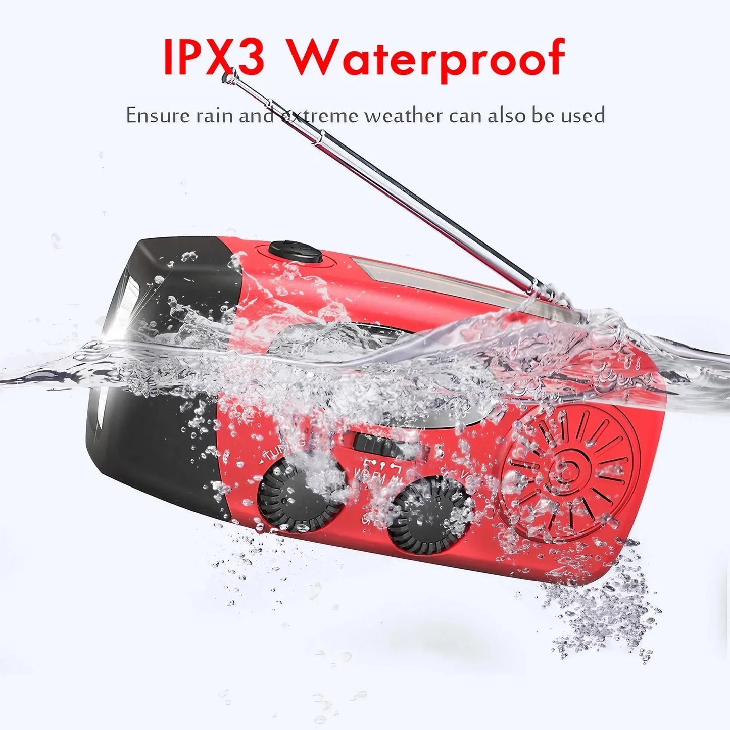 Wetterradio Notfall Multifunktionales Radio FM AM WB Handkurbel Solar USB-Ladefunktion 2000mAh Powerbank LED Taschenlampe