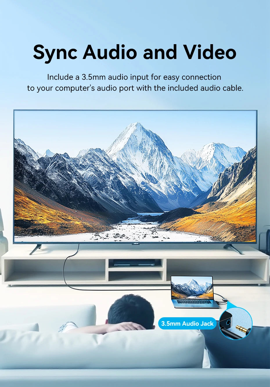 Vention Adaptateur VGA vers HDMI 1080P Convertisseur Mâle VGA vers Femelle HDMI avec Câble Audio et Alimentation USB pour PS4/3 HDTV Convertisseur VGA HDMI