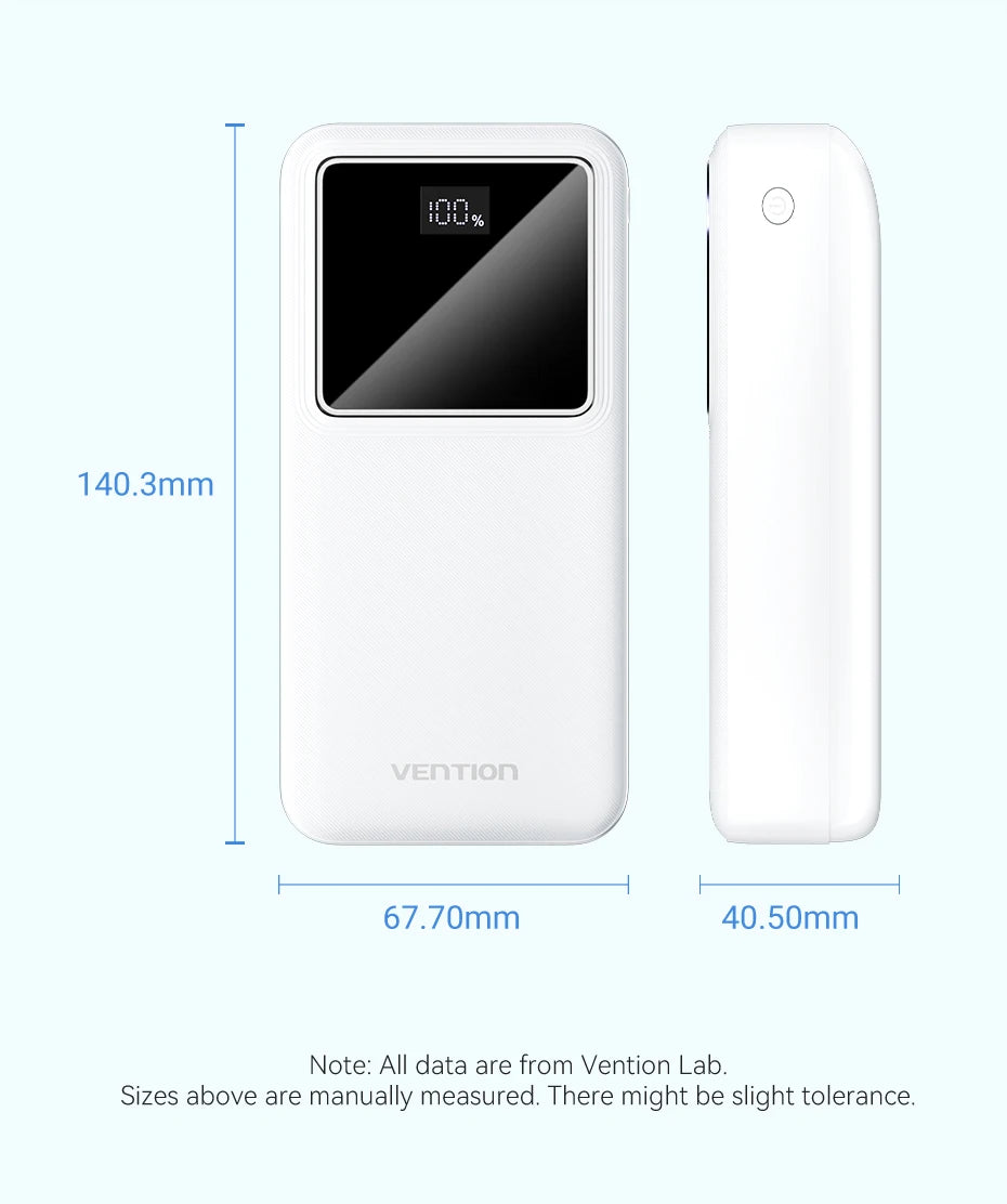Vention Powerbank 30000mAh PD 22.5W Schnelllade-Powerbank Externe Akku-Ladegerät für Xiaomi Poco iPhone Samsung iPad