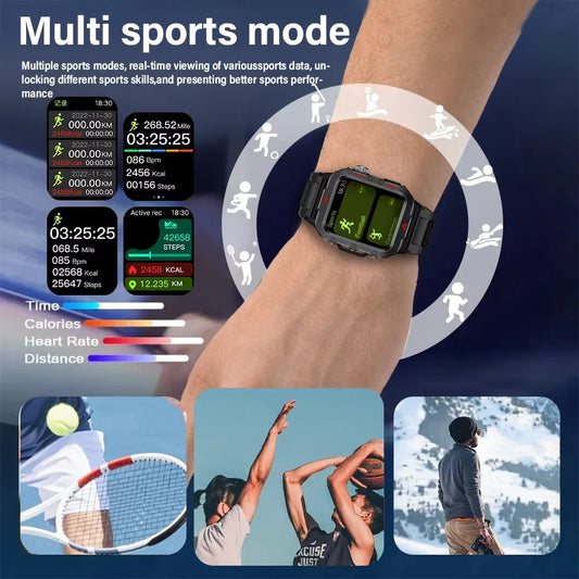 LAXASFIT Neue Herren Smartwatch LED-Taschenlampe Outdoor Sport Smartwatch Armbanduhr Gesundheitsüberwachung Smartwatch